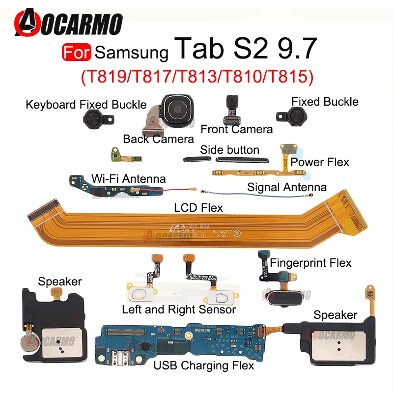 Port ładowania USB Wi-Fi sygnał antena czujnik LCD Flex Cable dla Samsung Galaxy Tab S2 T817 T810 T813 T815 T819 część zamienna