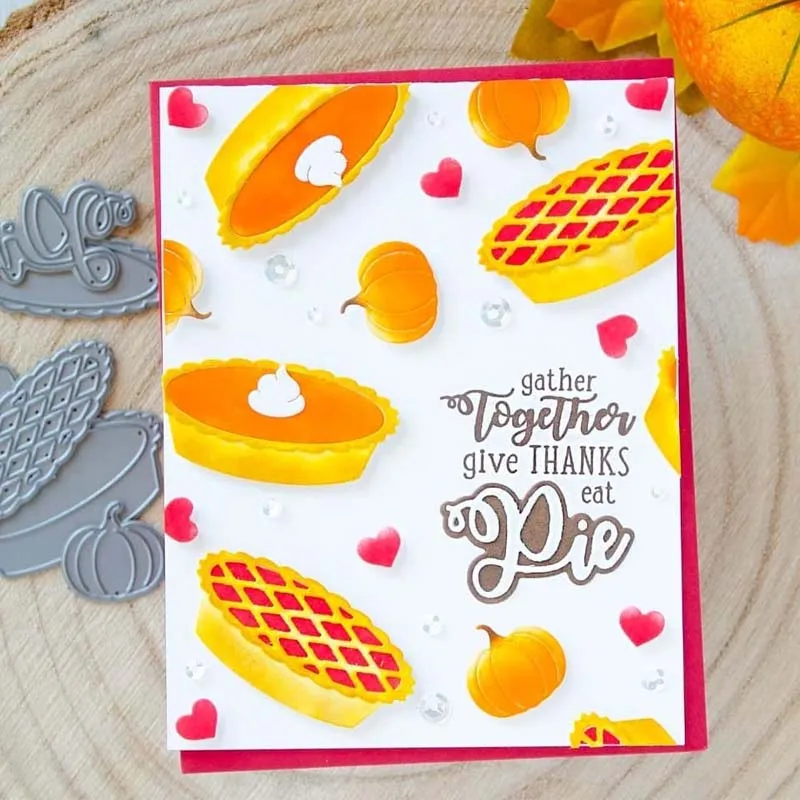 Happy Pie Day Die Cut + Clear Stamp Pie + Fruit + Phrases Metal Cutting Dies + Clear Stamp untuk Card Making Dekorasi New 2019