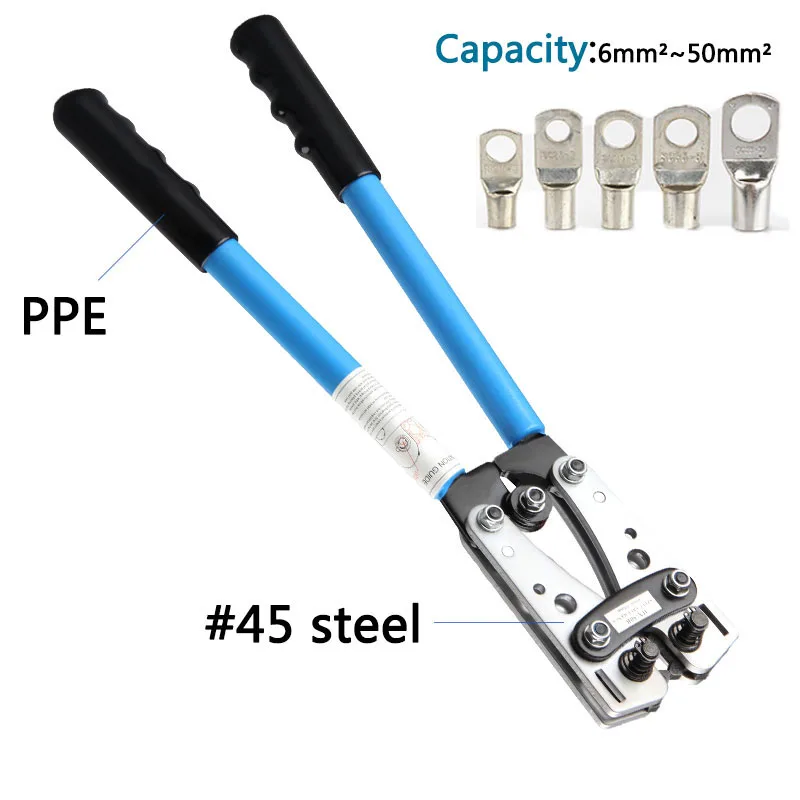 6-50mm2 SC Connector Crimping Plier For Non-insulated Connectors Copper Tube Terminal Crimper Cable Lug Crimping Tool