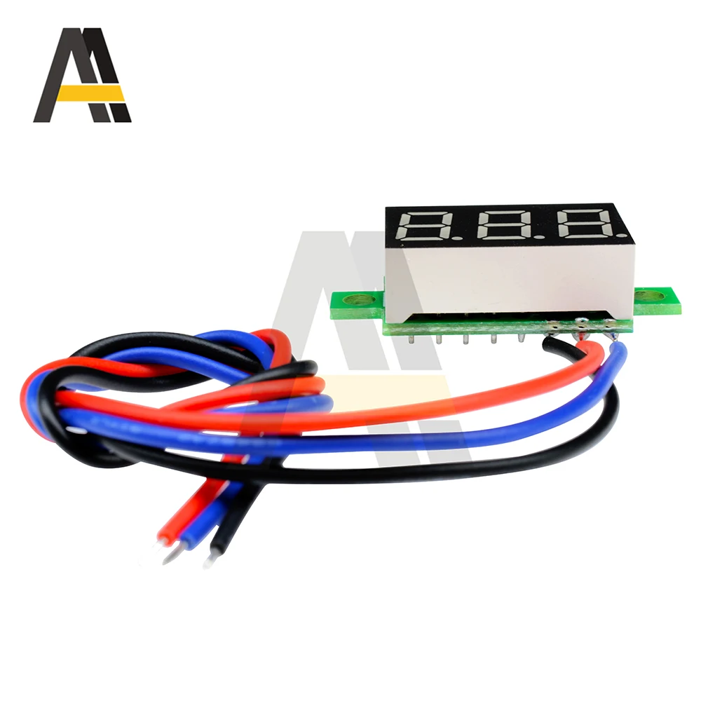 0.36นิ้วโวลต์มิเตอร์ DC 0-30V 3สายไฟ LED รถยนต์เครื่องวัดแรงดันไฟฟ้าโวลต์มิเตอร์แผง3หลักแรงดันไฟฟ้าปัจจุบัน