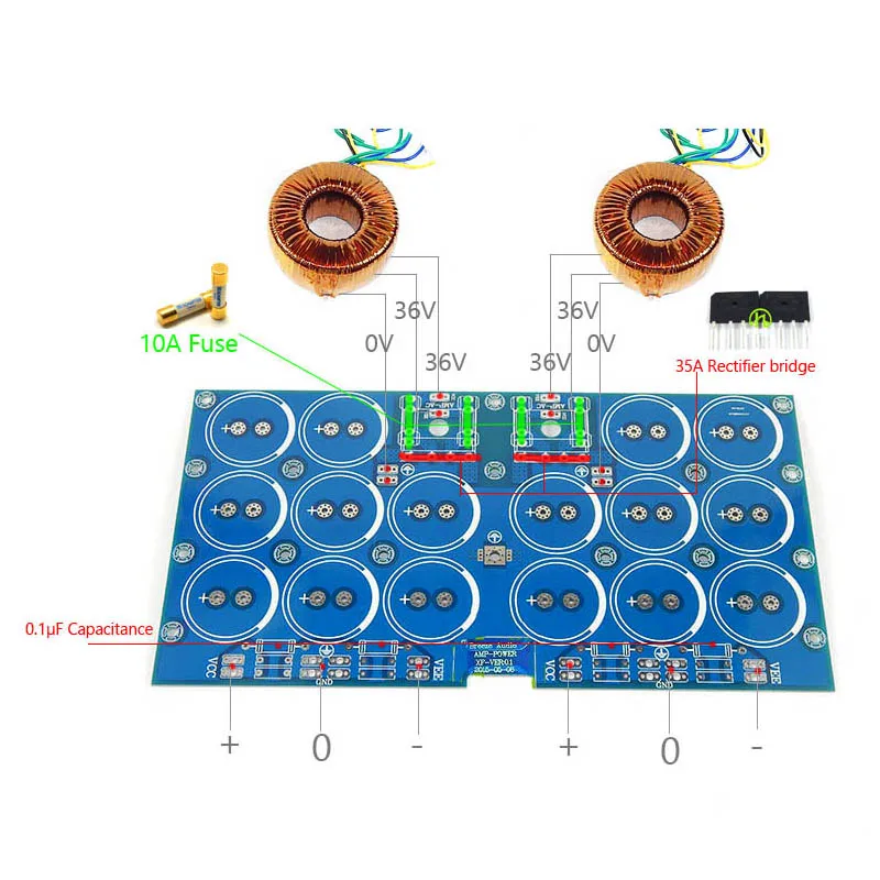 Audio Amplifiers DIY Power Supply Rectifier Filter Board With Speaker Protection Of NHB-108 Amplifier