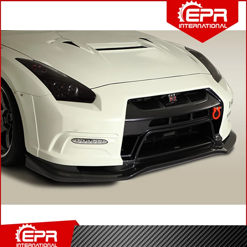 

For GTR R35 2013 Ver Style Carbon Fiber / Glass Fiber Front Lip Trim R35 13Ver FRP front Bumper Lip Splitter GT-R Racing Part