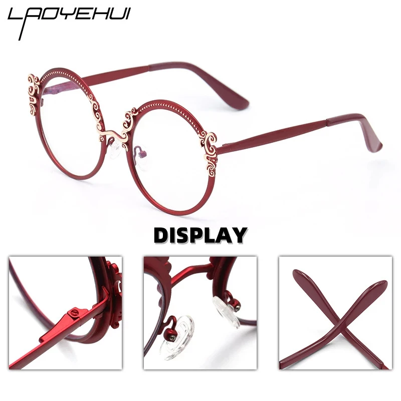 Glasses Frame Women Retro Round Eyeglasses Frames Fashion Luxury Anti Blue Light Reading Glasses Eyewear Optical Prescription