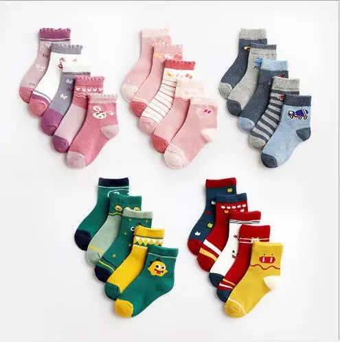 

1-12Year 5Pairs/LotSpring and autumn new children's tube socks combed cotton socks for boys and girls cartoon baby kids sock