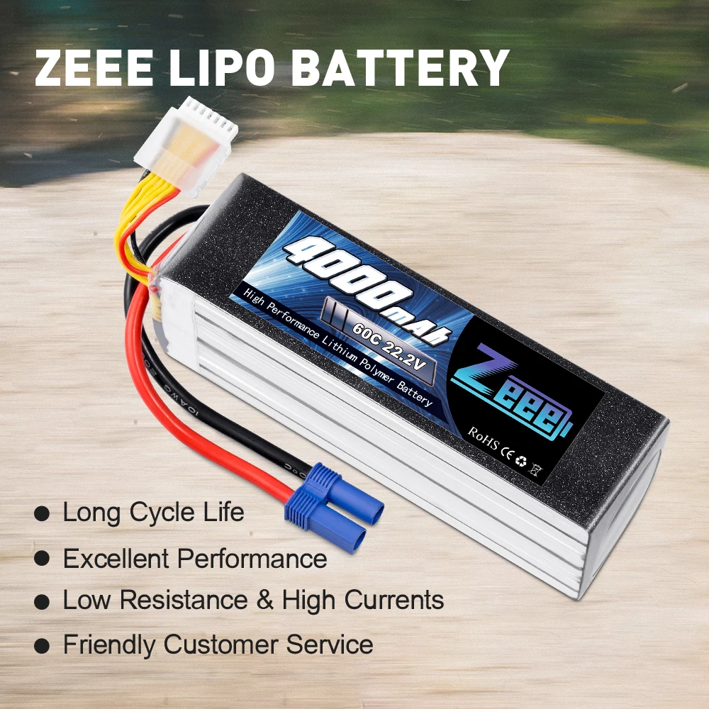 1/2szt Zeee 6S Lipo FPV Drone Battery 22.2V 60C 4000mAh z wtyczką EC5 do RC Racing Hobby Airplane Helicopter RC Model Parts