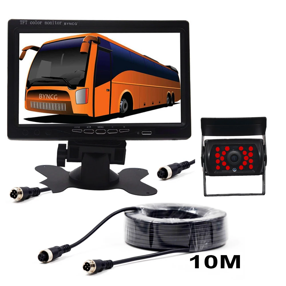 7 inch HD Car Monitor rear view camera Aviation head Waterproof 4 pin camera Excavator Harvester truck 12-24V Reverse iamge