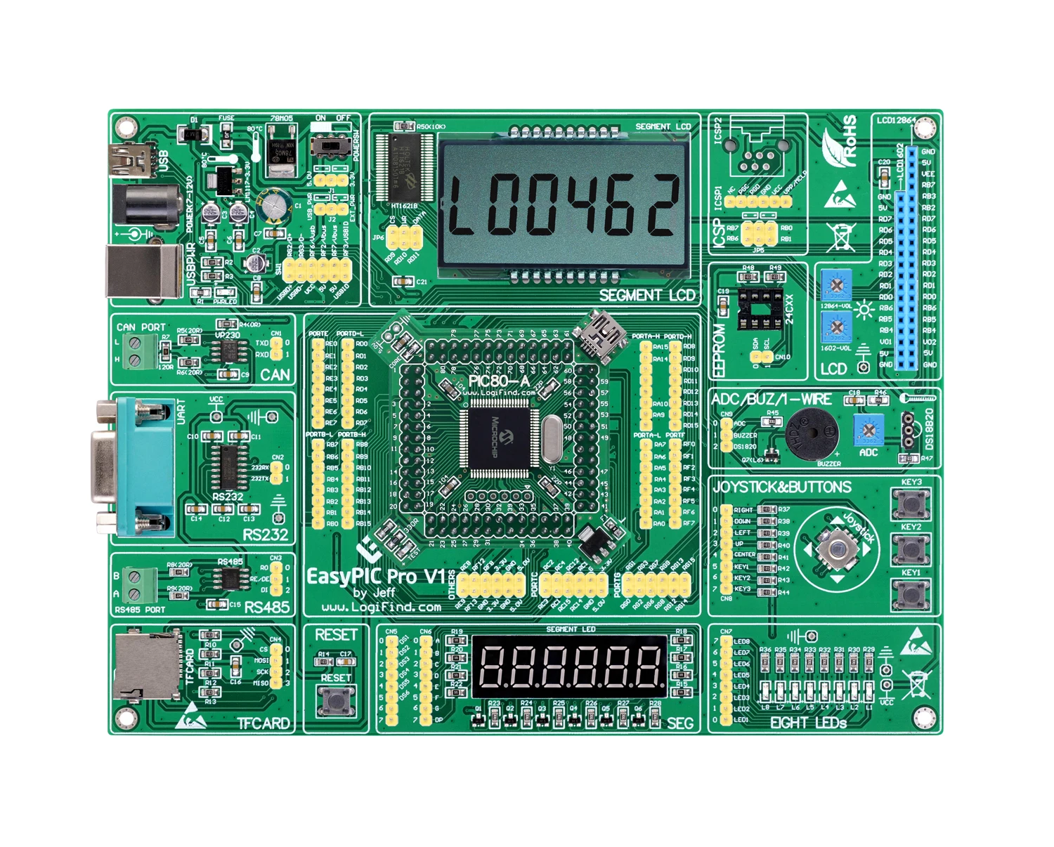 Easypic Pro Learning Evaluation Development Board DsPIC PIC32 PIC24 with Dspic30f6010a