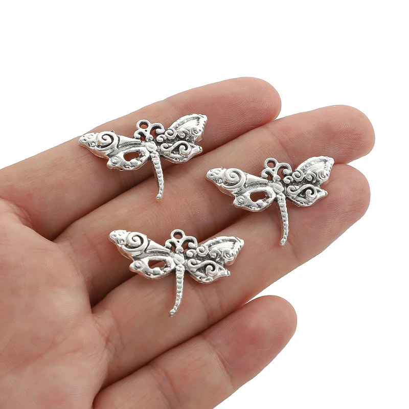 

10Pcs NEW Antique Silver color Dragonfly Charms Animal Pendant For DIY Jewlery Making DIY Bracelet Earrings Necklace Girls Gift