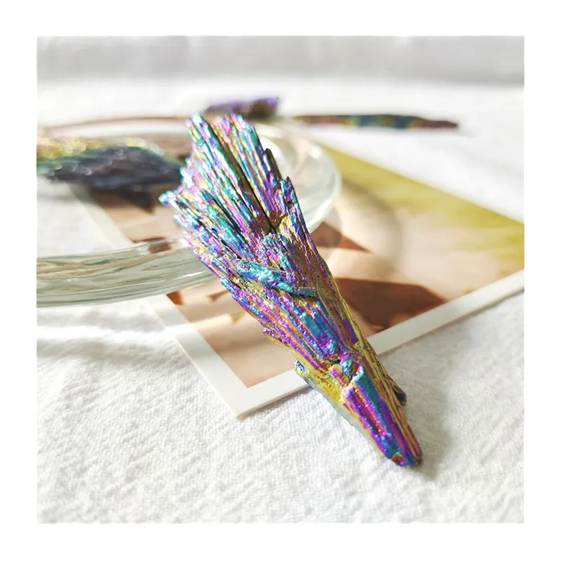 

Yase Blue Raw Black Tourmaline Stone Material Aura Quartz Crystal Peacock Tail For Christmas Decoration