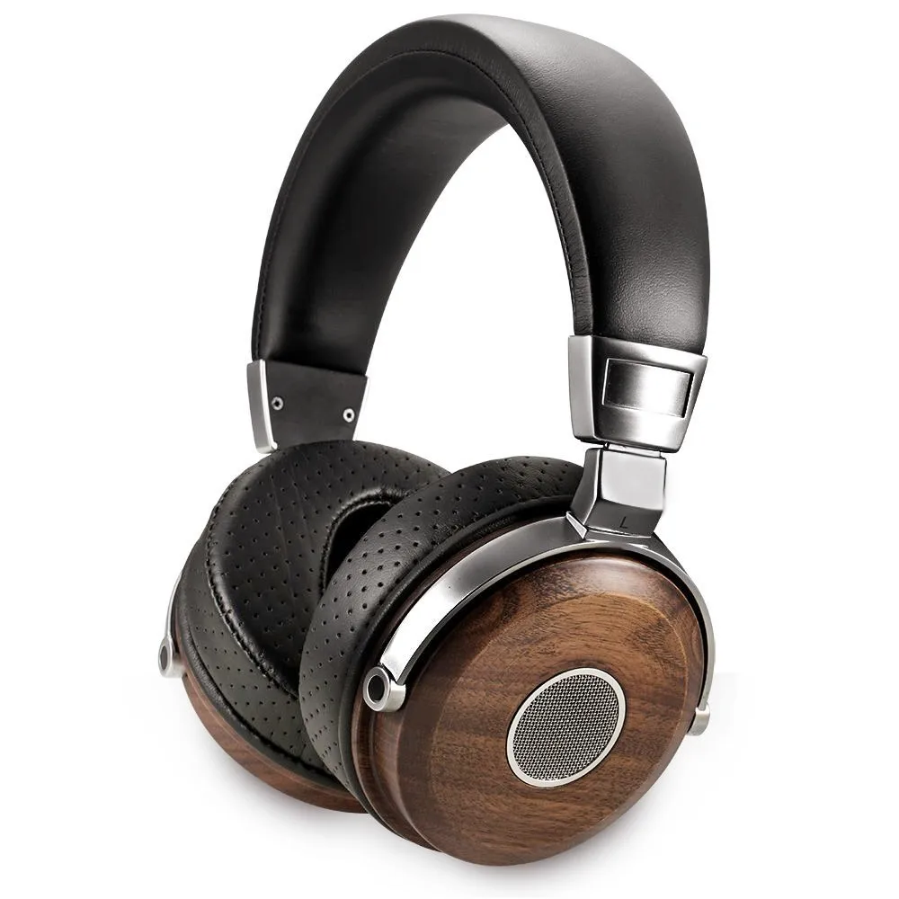 Walnut Wood Wearing HIFI Fever Headphones 50mm Stereo Headphones Open Dynamic Wooden Earphone  Ear Audio Metal Headband Headset