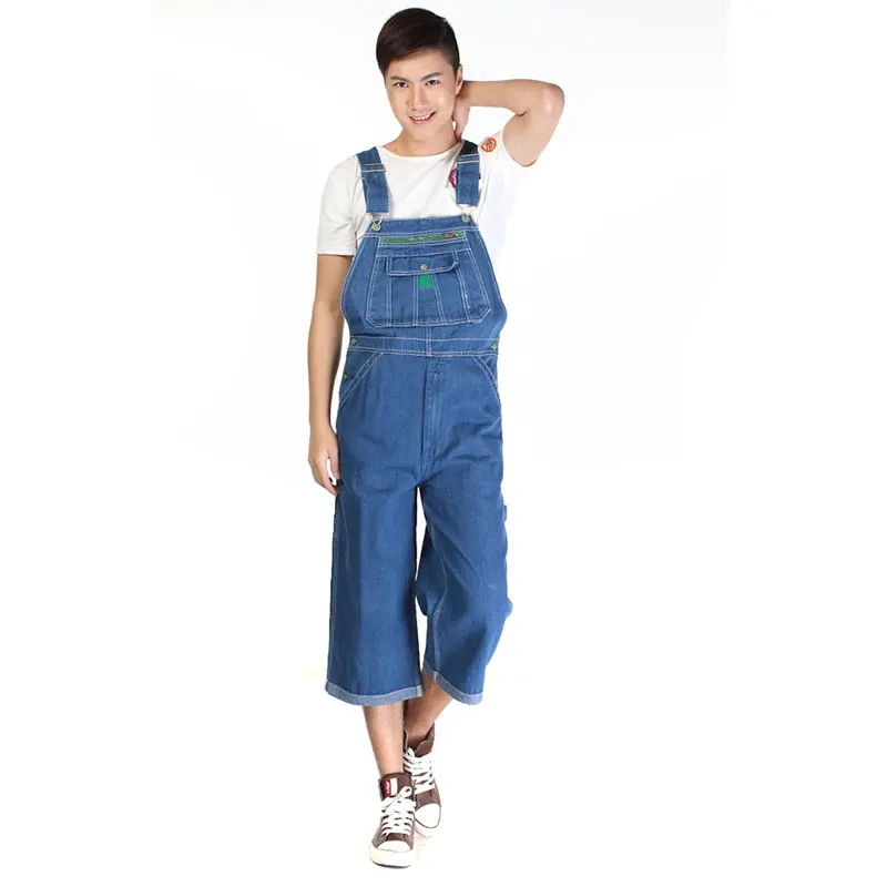 Men's Denim Overalls  Large Size Strap Straight Pants Light Blue Jeans Men's Denim Shorts More Sizes 30-48 50