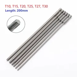 1/6pc 200mm Magnetic Torx Screwdriver Bit Alloy Steel Screwdriver Head T15 T20 T25 T27 T30 Electric Screwdriver Bit