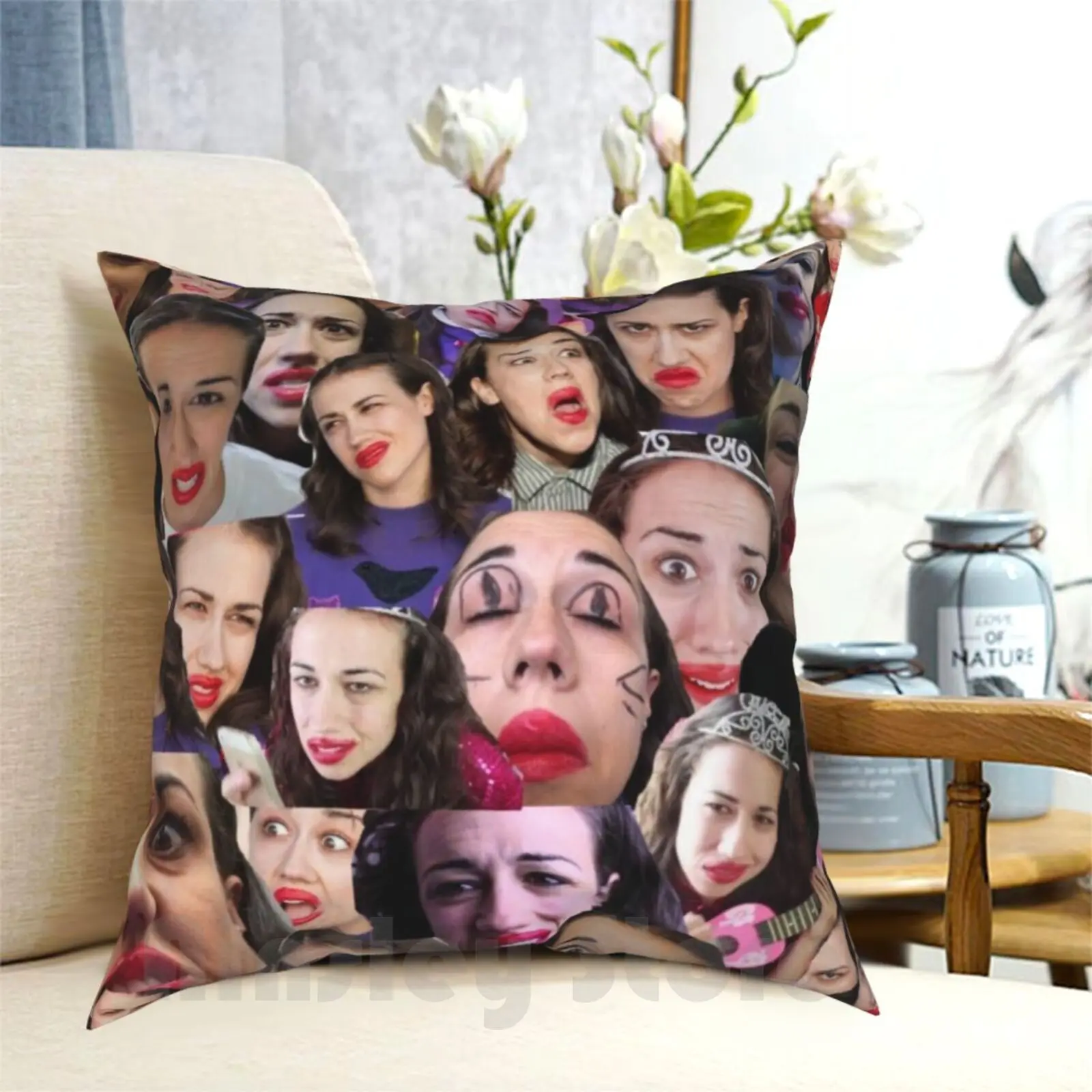 Collage Pillow Case Printed Home Soft DIY Pillow cover Collage Funny Meme Memes Youtube Youtuber