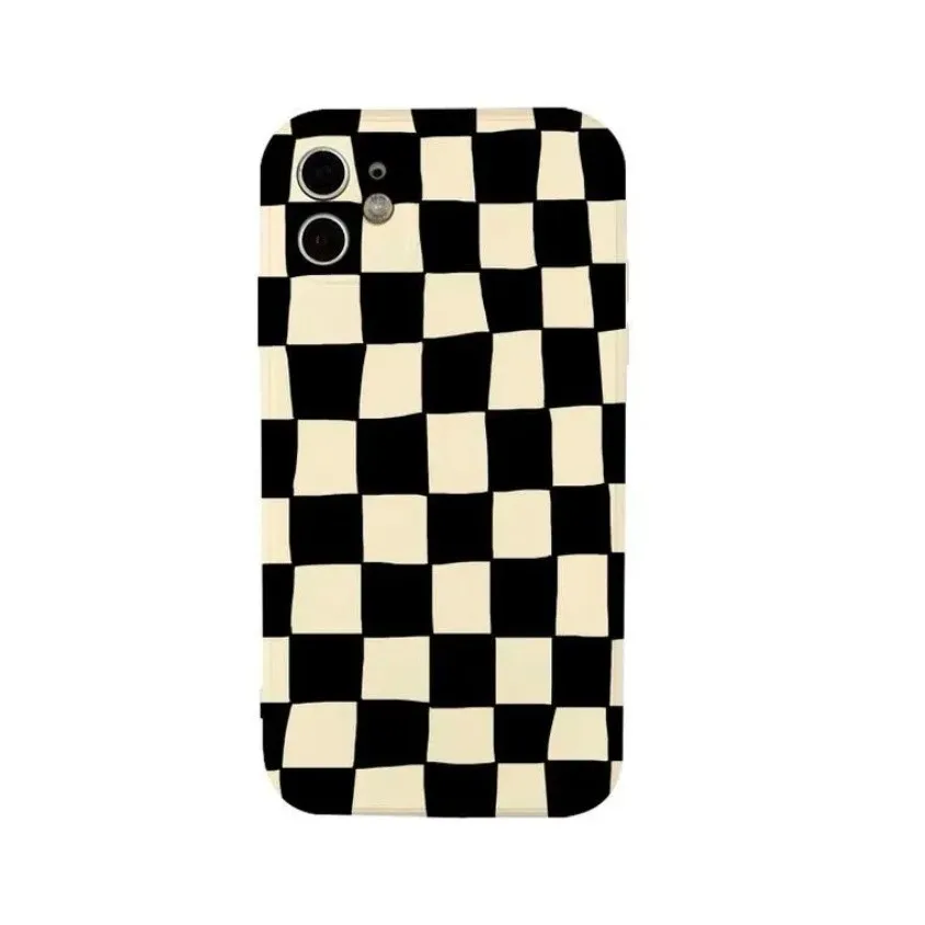 Black & White Checker Case for iPhone 14 13 Pro Max Back Phone Cover for 12 Mini 11 Pro Max X XS XR 6 6S 8 7 Plus SE 2020 Capa