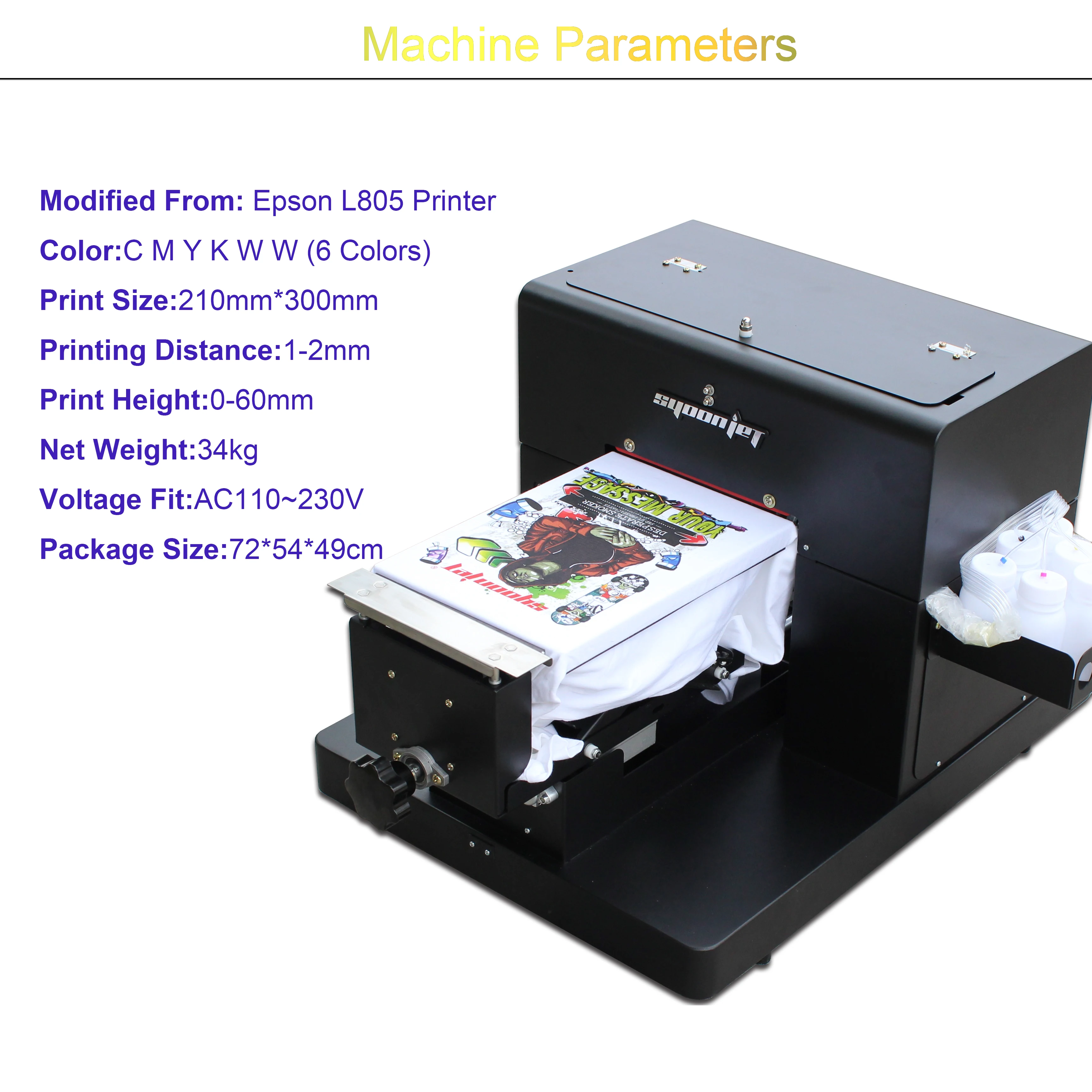 Multi-function a4 DTG flatbed Printer Direct to garment T-shirt printing machine for Dark Light TShirt Phone case plastic cards