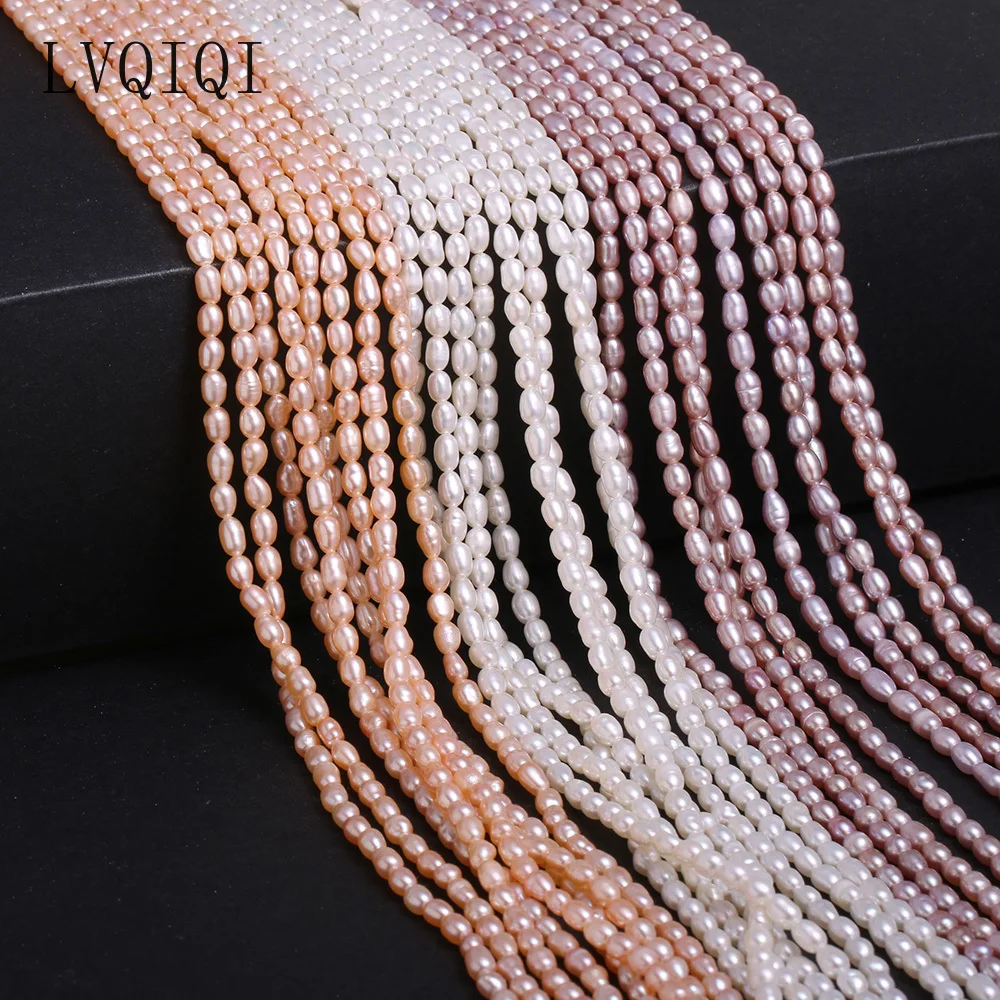 Natural Freshwater Pearl Beaded High Quality Rice Shape Punch Loose Beads For Making Jewelry DIY Bracelet Necklace Accessories