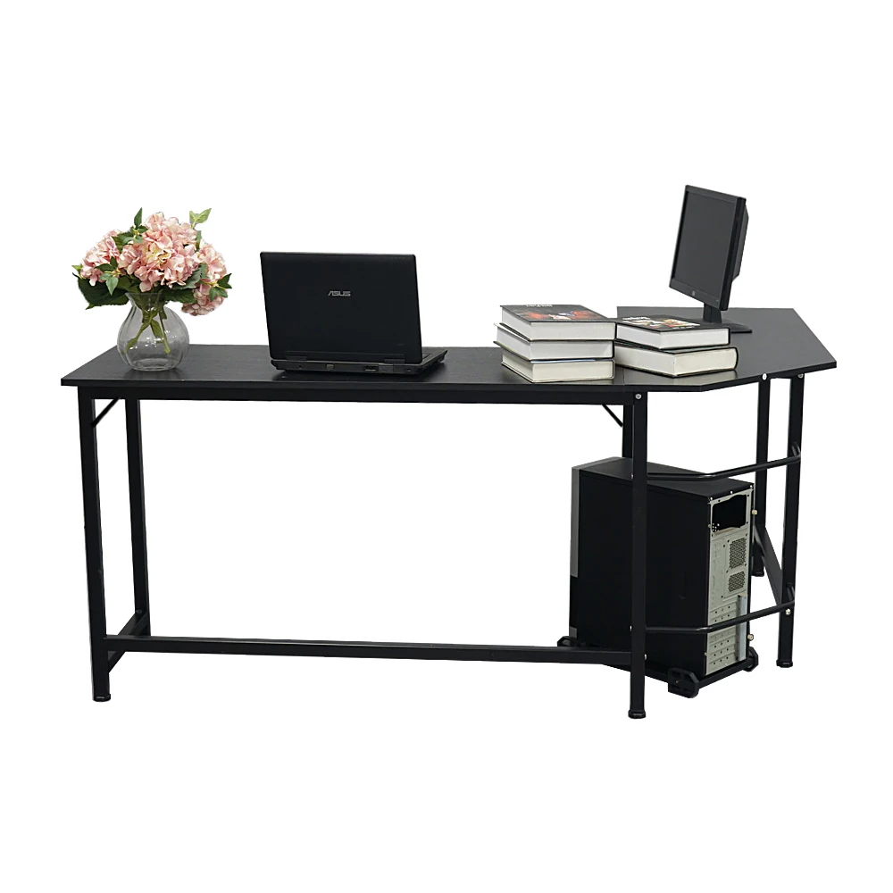 Teekland Humanized Foot Position Design L-Shaped Desktop Computer Desk Black