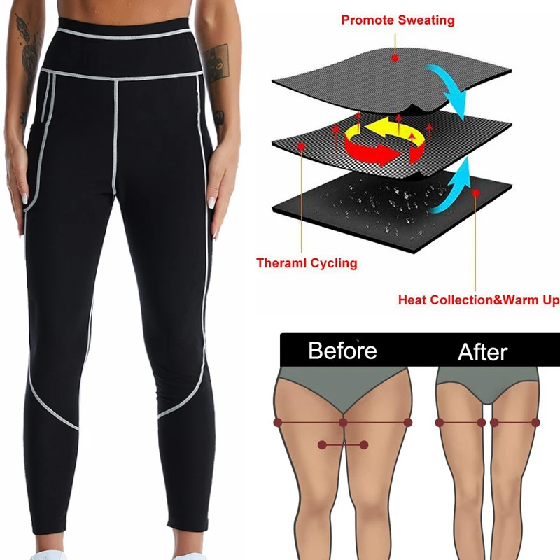 Women Sauna Shaper Pants Body Shaper Full Hot Sweat Effect Coating Slimming Pants Shapewear Workout Gym Leggings Fitness