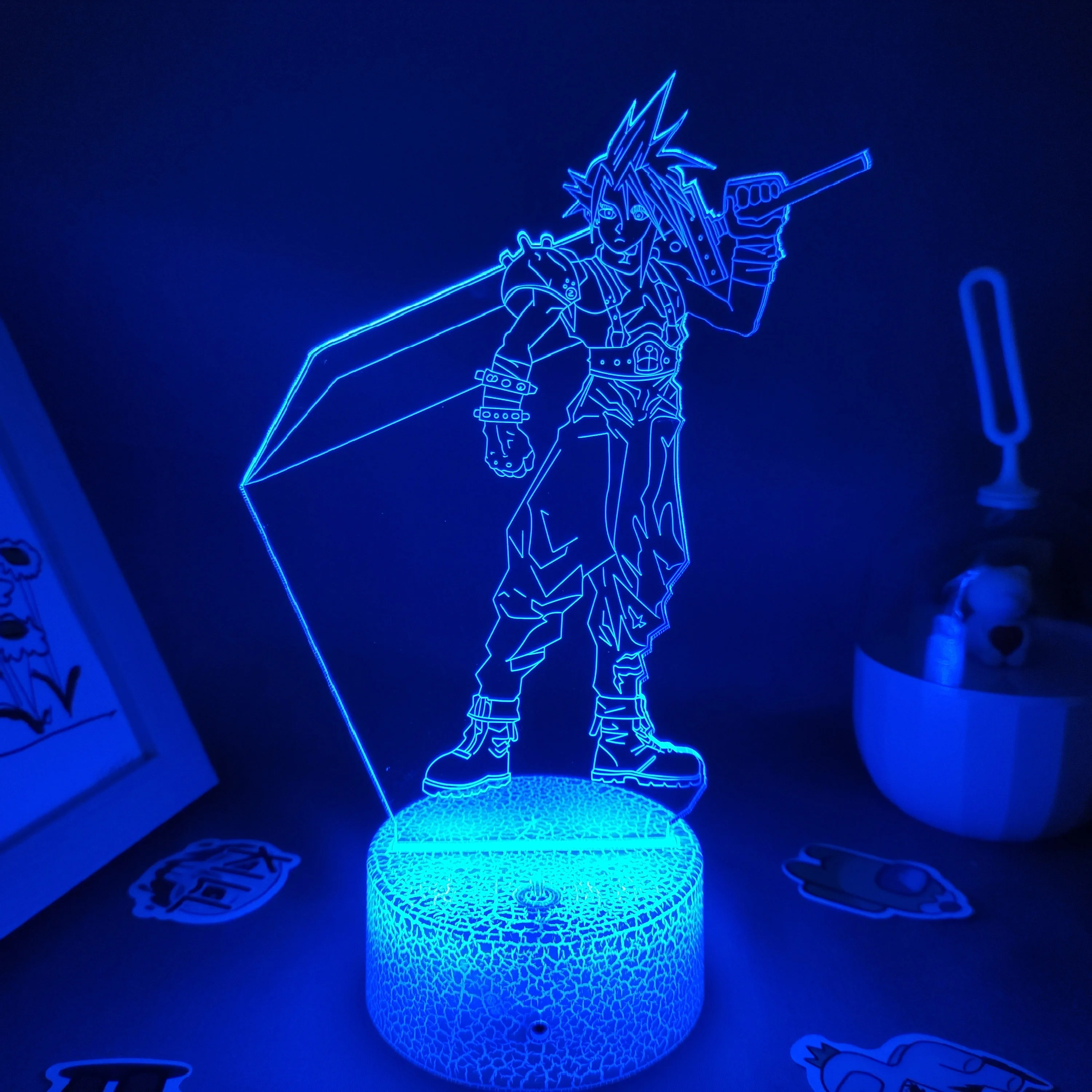 Final Fantasy Game Cloud Strife Lamp 3D Led RGB Night Lights Birthday Gift For Friends Bed Gaming Room Table Colorful Decoration