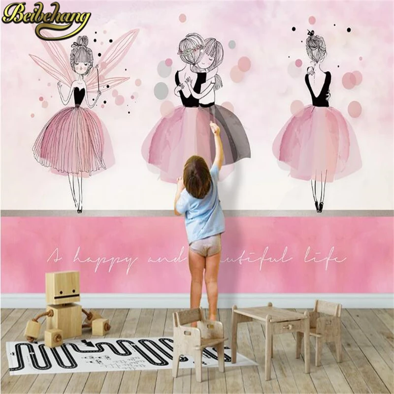 beibehang Custom wallpaper large mural wall stickers  Butterfly ballet dancer landscape background TV wall paper papel de parede