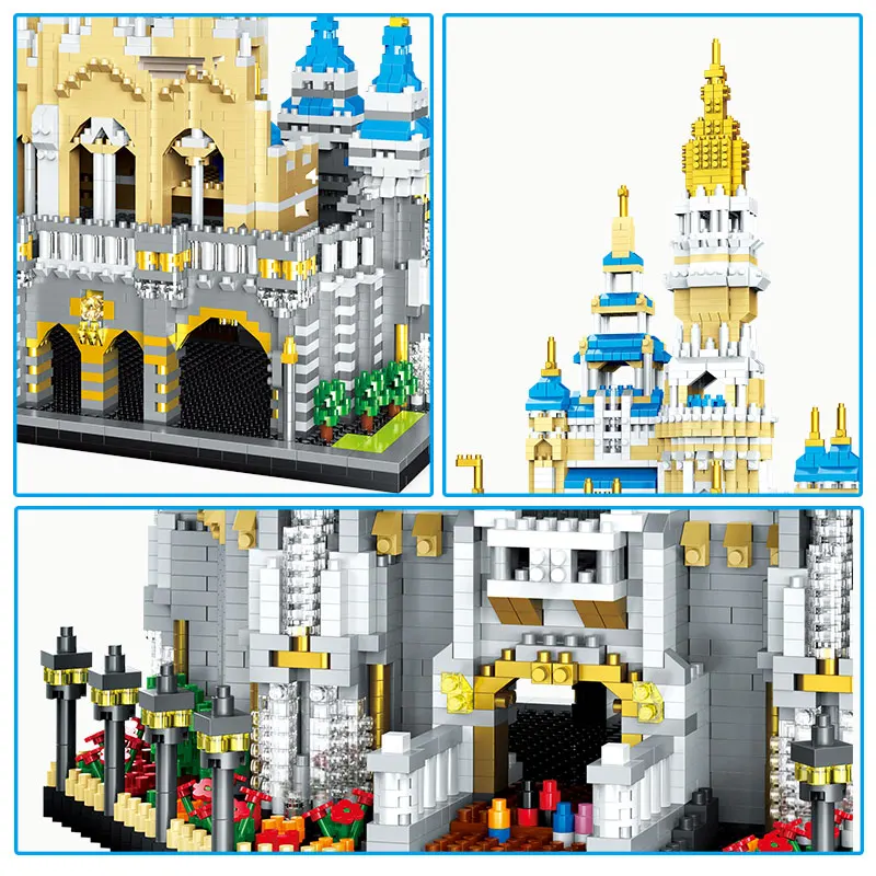 3D Diamant magische Prinzessin Schloss Bausteine Stadt Mini Architektur Vergnügung spark Figur Ziegel Spielzeug für Kinder