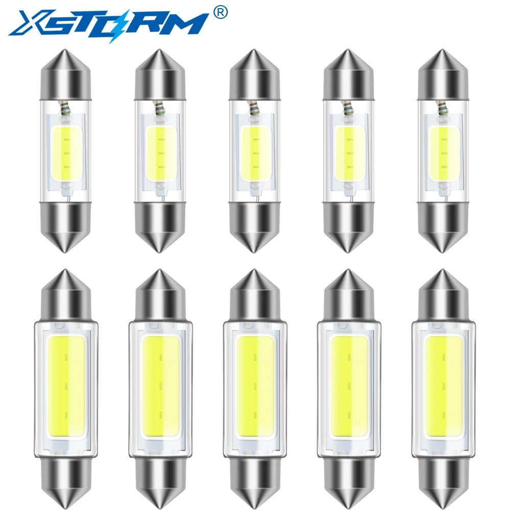 10pcs C5W C10W LED COB Festoon 31mm 36mm 39mm 12V White Bulbs For Car License Plate Interior Reading Lights 6000K