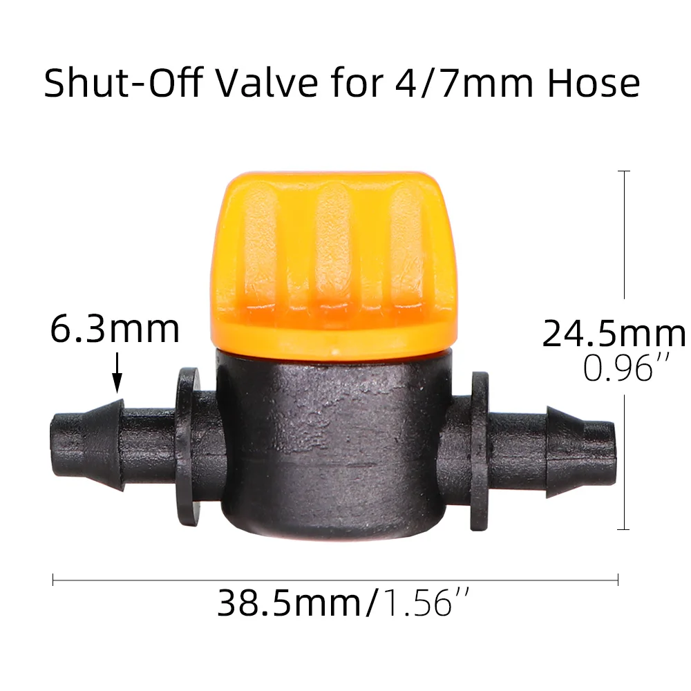 10PCS 1/4'' Barbed Mini Valve Shut Off Coupling Connectors for 4/7mm Hose Garden Water Irrigation Pipe Adaptor Greenhouse