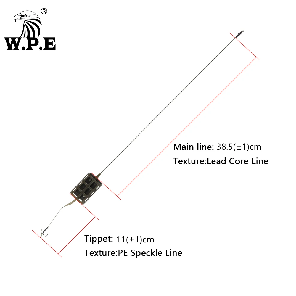 W.P.E 1pcs Carp Fishing Hook Group 30g/40g/50g/60g/70g Lead Core Braid Line Europe CarpFish Hook Rig Set with Sharp Hook Tackle