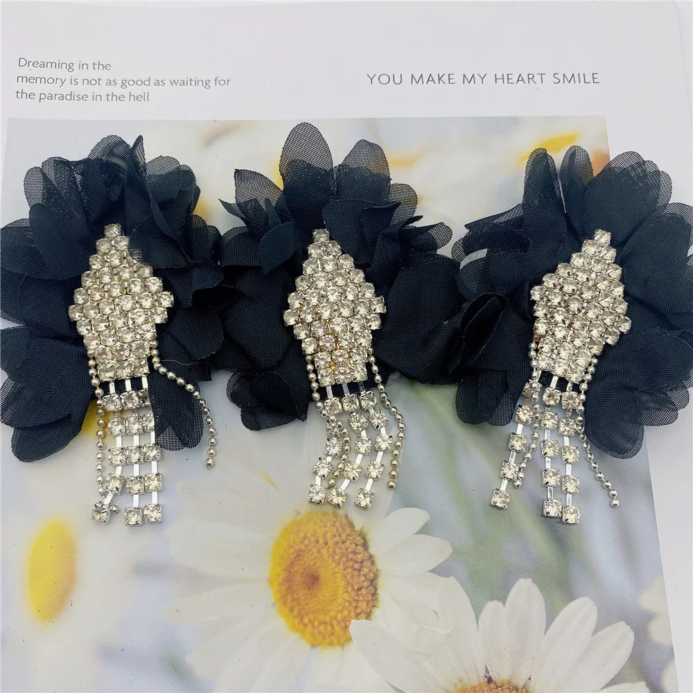 

6PCS Handmade Rhinestone Beaded Patches Sew on women's clothes wedding DIY