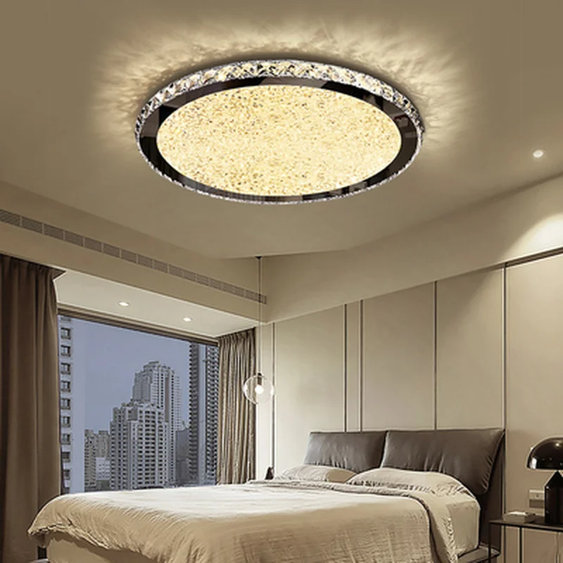 Nuovo lampadario di cristallo rotondo luci illuminazione domestica ledlamp soggiorno camera da letto plafonnier lampadario rotondo a led lampadari