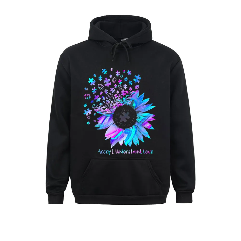 Accept Understand Love Sunflower Autism Awareness Winter Fall Men Hoodies Long Sleeve Casual Clothes Wholesale Sweatshirts