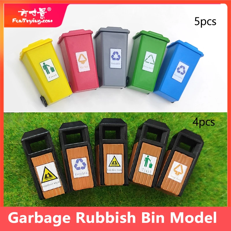 4/5 Pcs Rubbish Bin Model Building Sand Table Ho Scale Model Street Trash Can Micro Landscape Diy Material Train Railway Layout