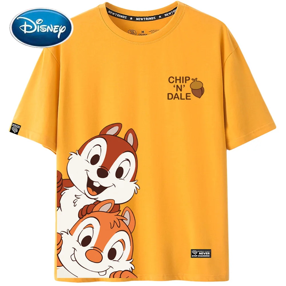 Disney Chic Fashion Chip \'n\' Dale Chipmunk Cartoon O-Neck Women T-Shirt Unisex Couples Cotton Tee Short Sleeve Tops 8 Colors