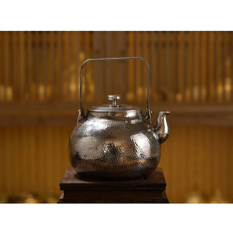 

Silver pot 999 sterling silver handmade tea set Japanese retro teapot kettle home tea ceremony Kungfu tea set 600ml