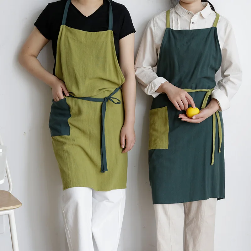 Japanese Cotton and Linen Apron Household Daily Use Restaurant Waiter Chef Cake Baking Shop Overalls