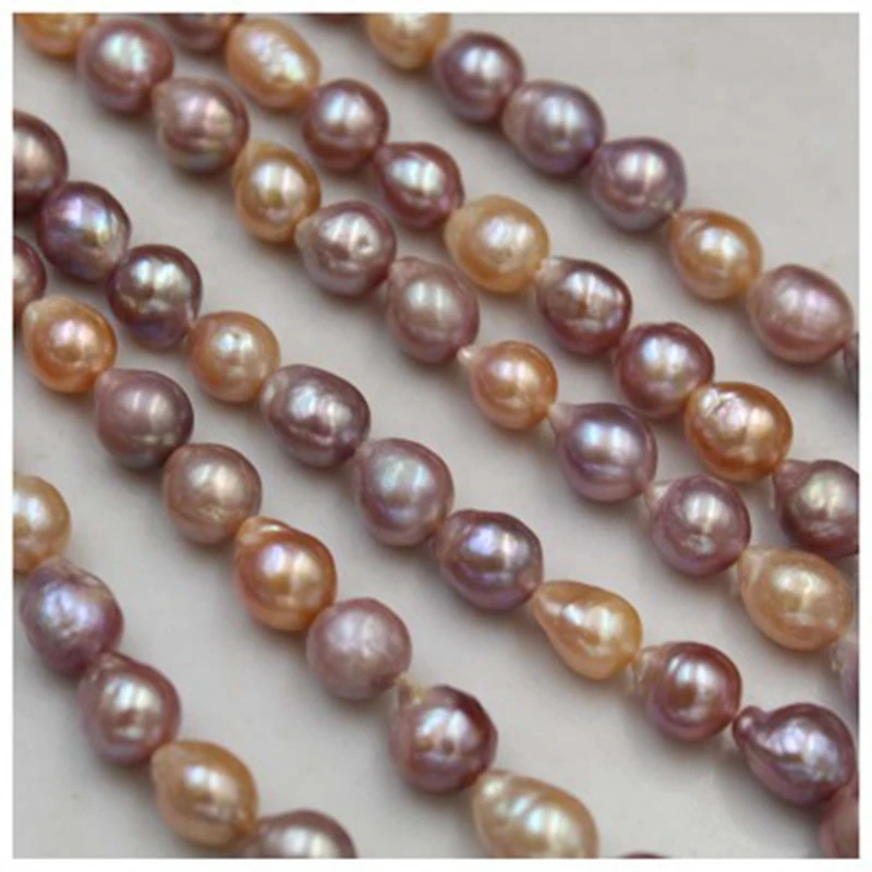 

9-10MM 28Pcs/strand 100% Natural Purple Orange Baroque Water Drop Freshwater Pearl Charms Jewelry Loose Bead