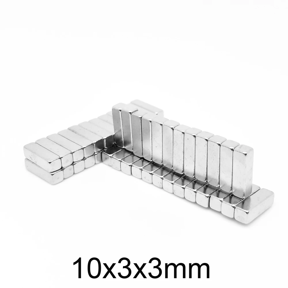 10~500PCS 10x3x3 sheet Strong Neodymium Magnets Thickness 3mm Block Permanent Magnet 10x3x3mm Powerful Magnetic Magnets 10*3*3