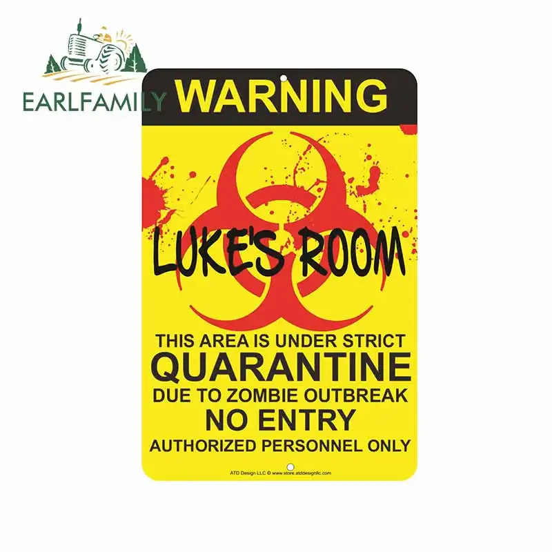 EARLFAMILY 13cm x 8.7cm Quarantine No Entry Decal JDM Auto Motorcycle Decor Car Body Sticker Warning Graphics