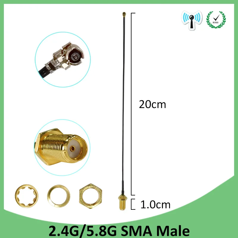 EOTH 2 stücke 2,4g 5,8g antenne 8dbi sma männlichen wlan wifi dual band antene router antena IPX ipex 1 sma-buchse pigtail Verlängerung Kabel