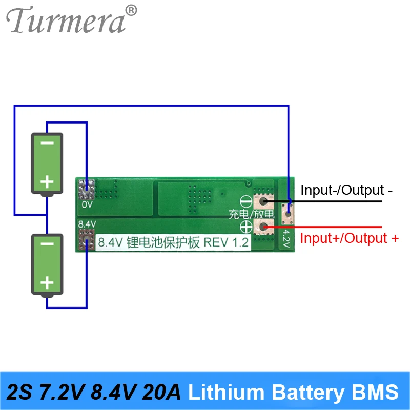 2S 20A BMS Protection Board 18650 21700 26650 Lithium Battery 7.2V 8.4V for Screwdriver Electric Tools and Headlamp Use Turmera