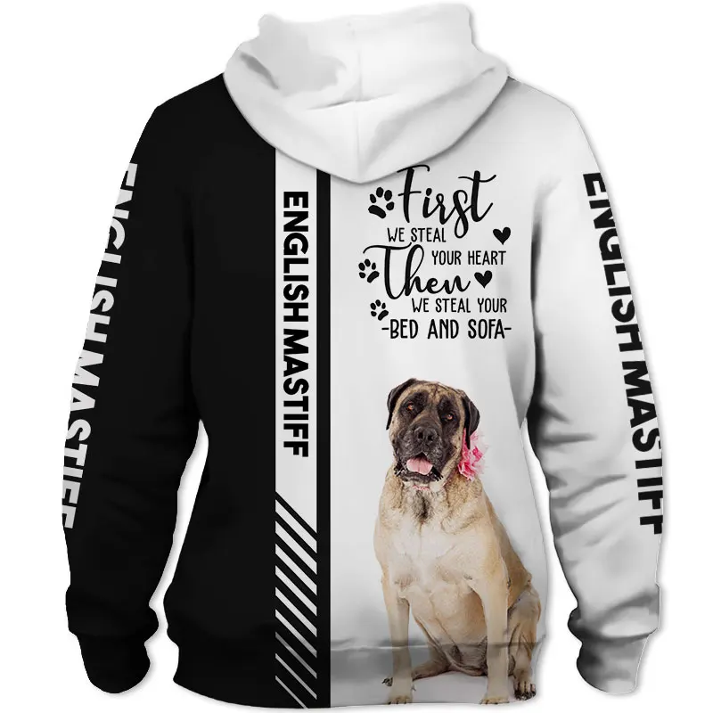 Animal English Mastiff Dog 3D Printed Unisex Deluxe Hoodie Men/Women Sweatshirt Streetwear Zip Pullover Casual Jacket Tracksuit