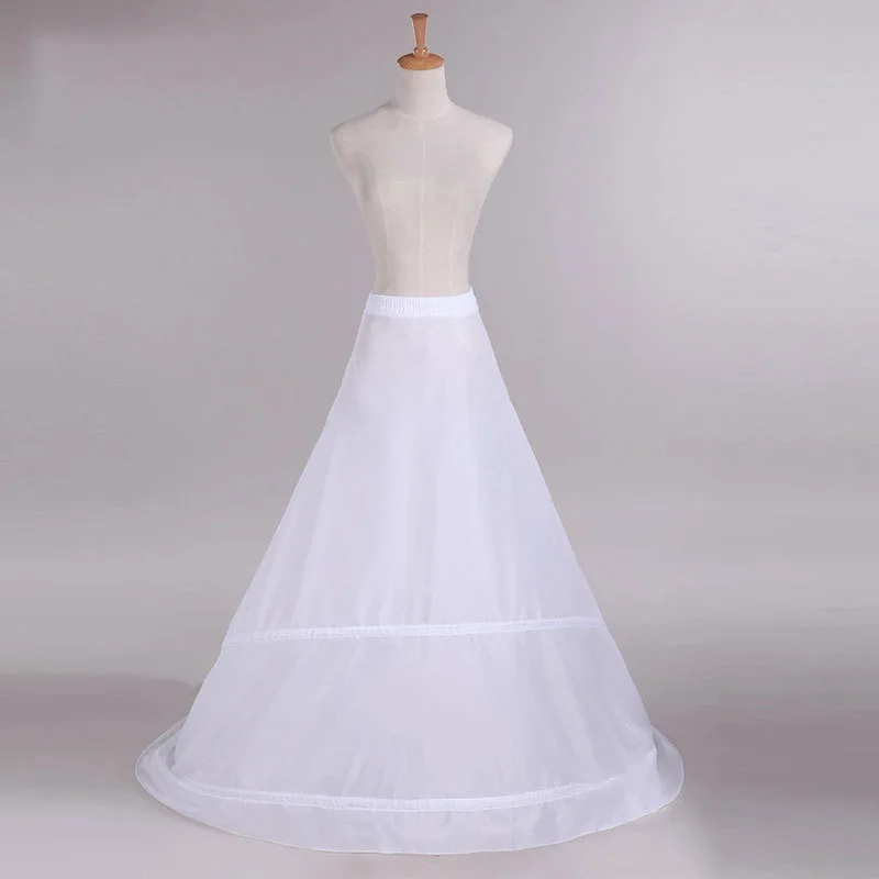 Jupon Crinoline de Taille pour Femme, 2 Cerceaux avec Train de Chapelle, Accessoires de Mariage