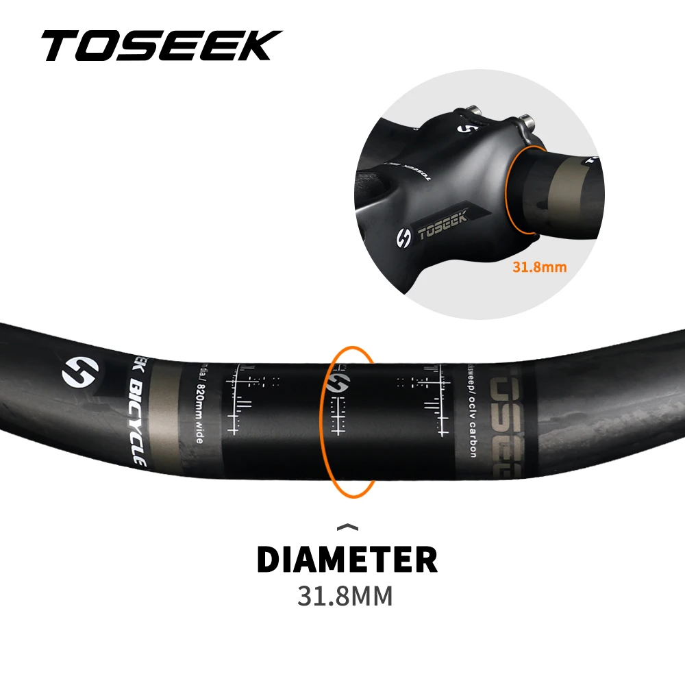 TOSEEK Bicycle Handlebar Carbon AM DH MTB Handlebar 820mm Off-road Extension Swallow Shaped Handlebar 31.8mm Bicycle Parts