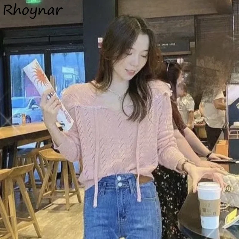 

Pullovers Women Girlish Loose Lovely Princess Style Lace Leisure Gentle All-match Teens Spring Autumn Female Sweater Cozy Chic