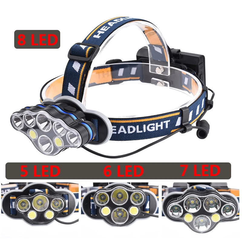 XM-L T6 Headlight Super Bright USB Rechargeable 18650 Battery Headlamp Head Lamp High Power White & Red Light KC08 For Cycling