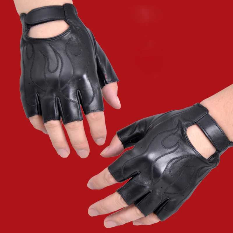 Half Finger Leather Gloves Male Female Semi-Finger Sheepskin Gloves Driving Student Writing Dancing Men Women Gloves NBM1105