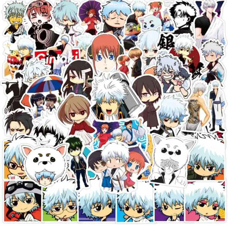 10/30/50pcs 애니메이션 Gintama 낙서 방수 스케이트 보드 여행 가방 전화 노트북 수하물 스티커 Diy Kids Girl Toys