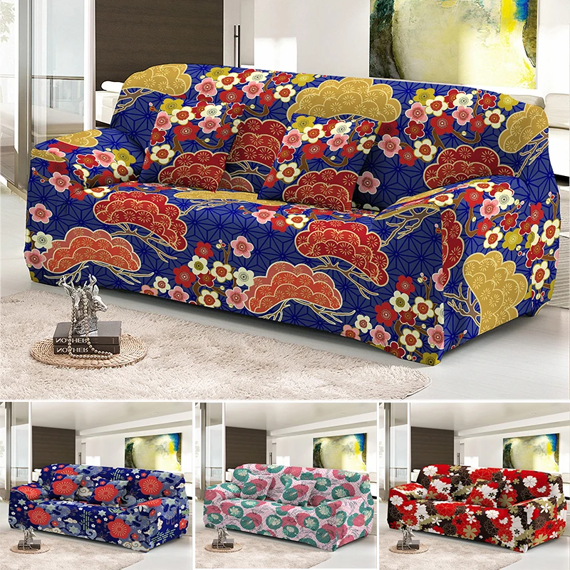 

Japanese Style Printing Slipcover Removable Elastic All-cover Sofa Cover Stretch Couch Covers 1/2/3/4 Seat Pillowcase Available