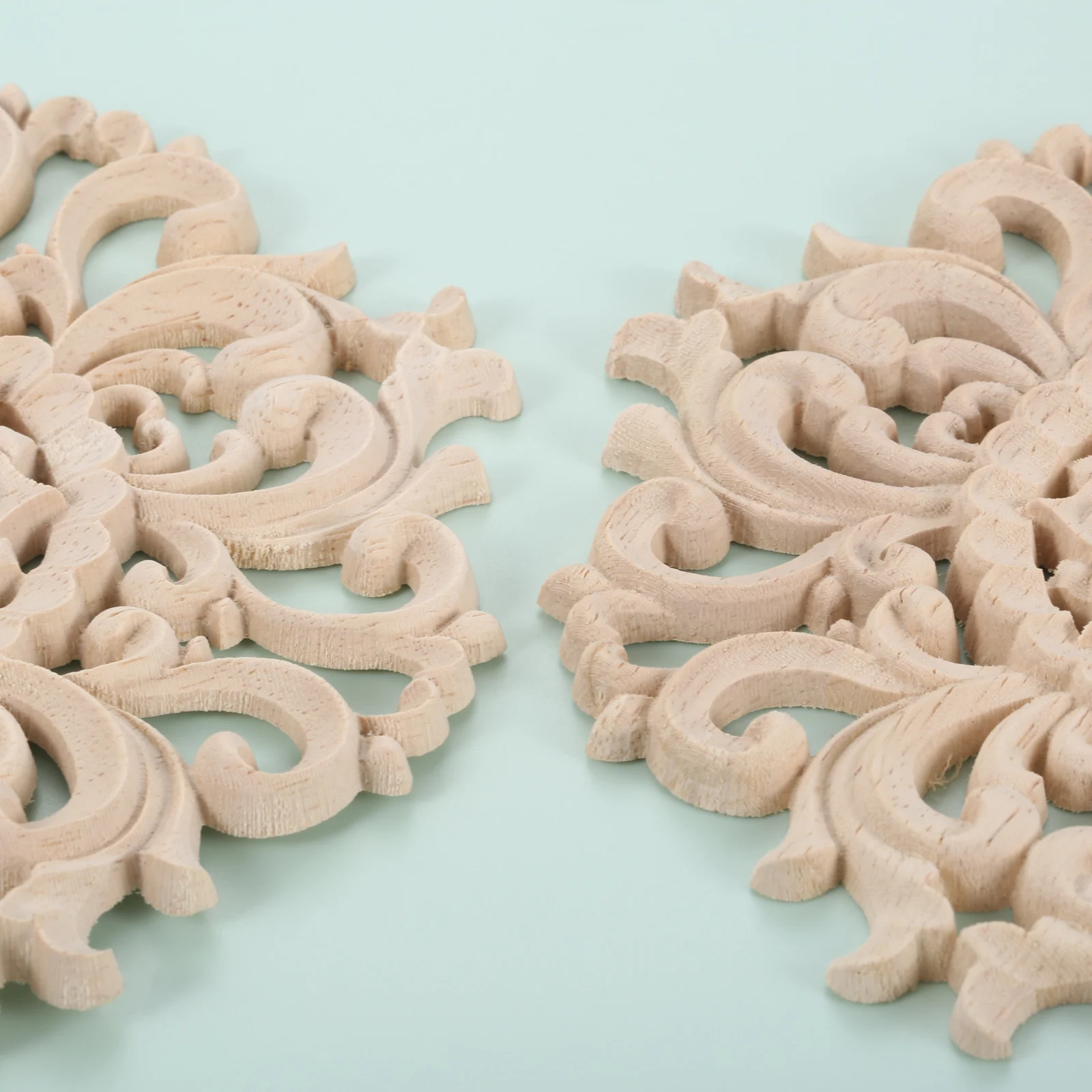 Décoration De Meubles 10/12/15/20/24/30Cm Bois Sculpté Applique Ronde Onlay Sculpture Sur Bois Décalque Non Peint Décoratif Fleur Maison Meubles Murs Décor 10Cm
