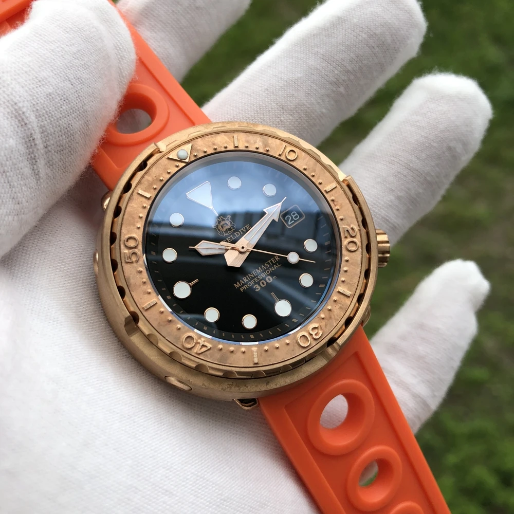 STEELDIVE mens dive watches,men automatic watch bronze 30ATM waterproof sport mechanical wristwatch Switzerland luminous clock